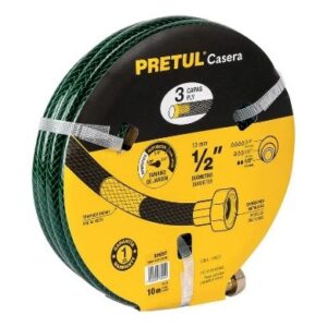 MANGUERA 1/2" REFORZADA 3 CAPAS CONEXIONES METAL 10M