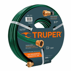 MANGUERA 5/8" REFORZADA 3 CAPAS 15 M CONEXIONES DE METAL