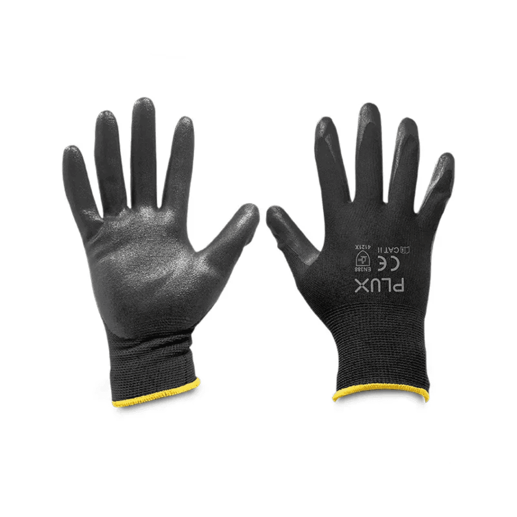 Guantes de poliéster con recubrimiento de nitrilo en palma